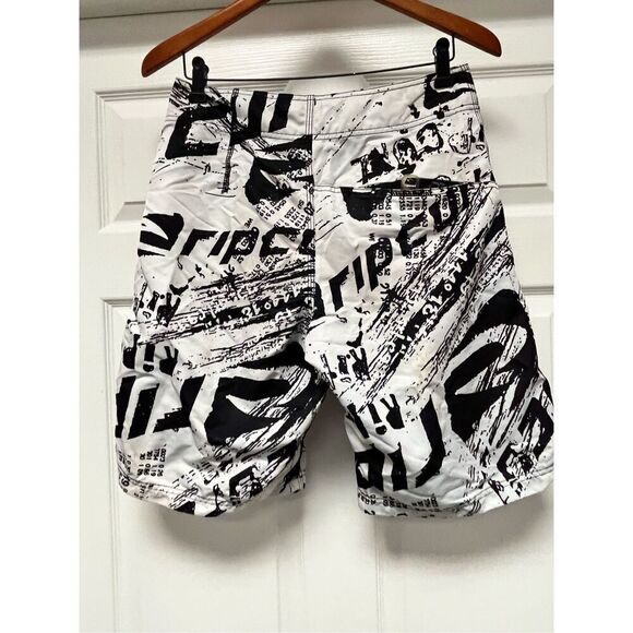 Rip Curl Black & White Graffiti Print Board Shorts Swim sz 30 - Picture 6 of 7